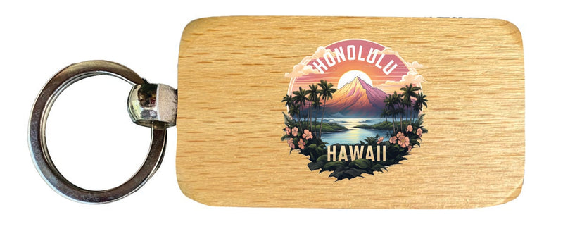 Honolulu Hawaii Souvenir 2.5x1-Inch Souvenir Wooden Keychain