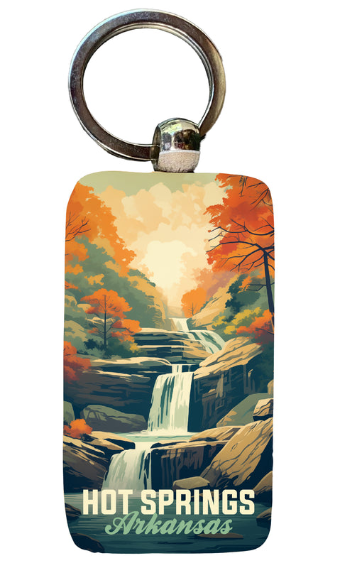 Hot Springs Arkansas Autumn Waterfall Design Souvenir 2.5x1-Inch Souvenir Wooden Keychain Single