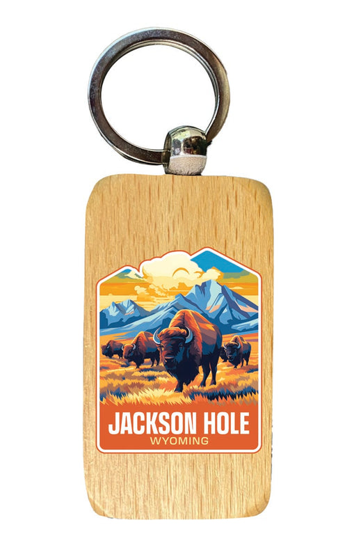 Jackson Hole Wyoming Souvenir 2.5x1-Inch Souvenir Wooden Keychain