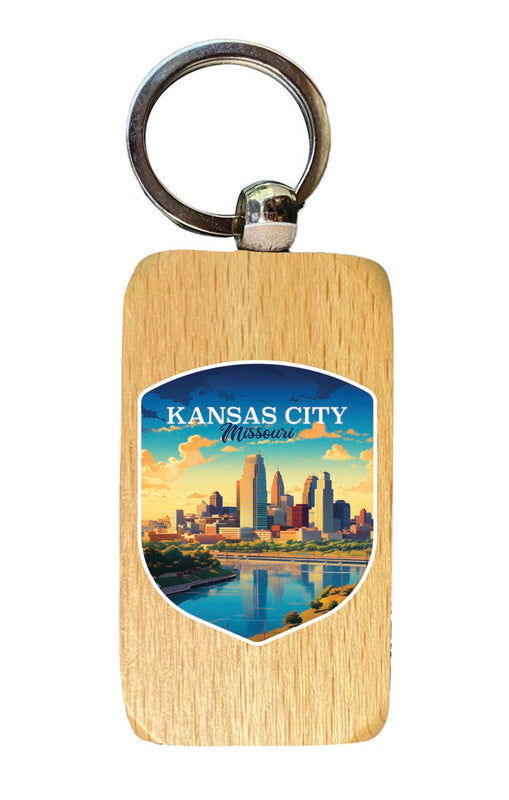 Kansas City Missouri Souvenir 2.5x1-Inch Souvenir Wooden Keychain
