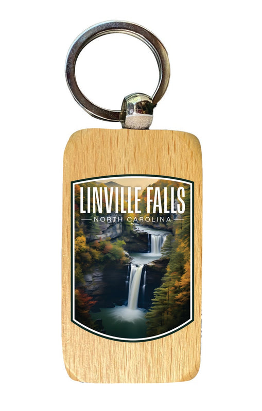 Linville Falls North Carolina Souvenir 2.5x1-Inch Souvenir Wooden Keychain