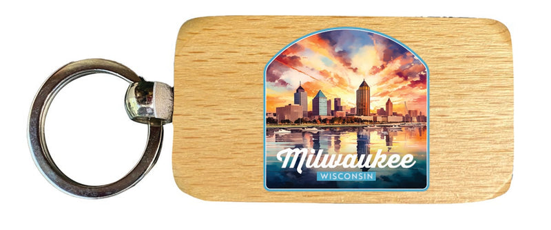 Milwaukee Wisconsin Souvenir 2.5x1-Inch Souvenir Wooden Keychain