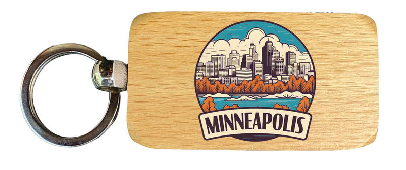 Minneapolis Minnesota Souvenir 2.5x1-Inch Souvenir Wooden Keychain