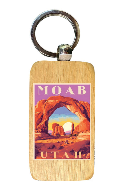 Moab Utah Souvenir 2.5x1-Inch Souvenir Wooden Keychain