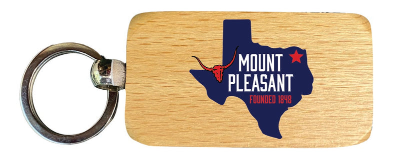 Mount Pleasant Texas Souvenir 2.5x1-Inch Souvenir Wooden Keychain