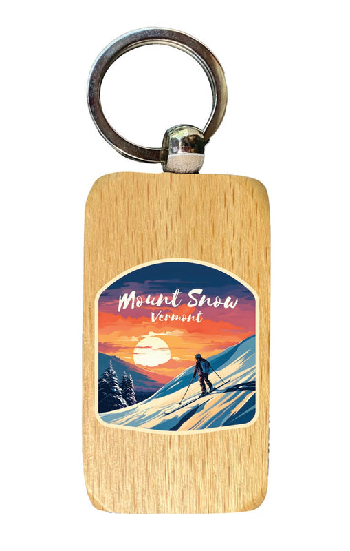 Mount Snow Vermont Souvenir 2.5x1-Inch Souvenir Wooden Keychain
