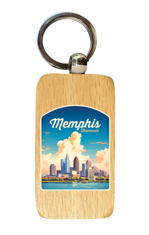 Memphis Tennessee Design A Souvenir 2.5x1-Inch Souvenir Wooden Keychain 4-Pack