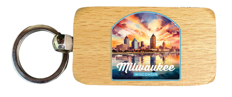 Milwaukee Wisconsin Design A Souvenir 2.5x1-Inch Souvenir Wooden Keychain Single
