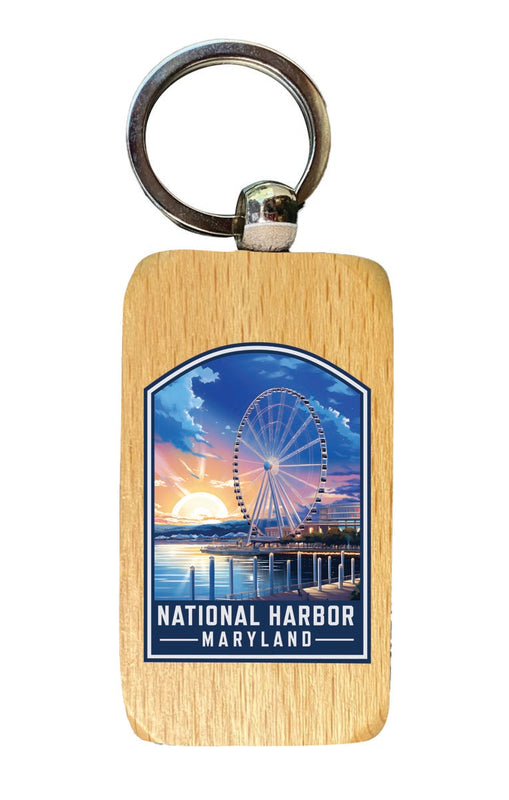 National Harbor Maryland Souvenir 2.5x1-Inch Souvenir Wooden Keychain