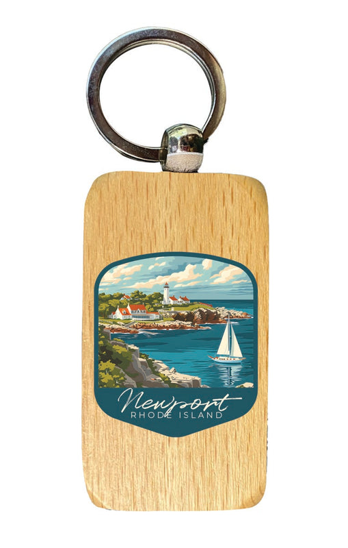 Newport Rhode Island Souvenir 2.5x1-Inch Souvenir Wooden Keychain