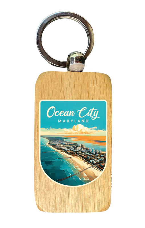 Ocean City Maryland Souvenir 2.5x1-Inch Souvenir Wooden Keychain