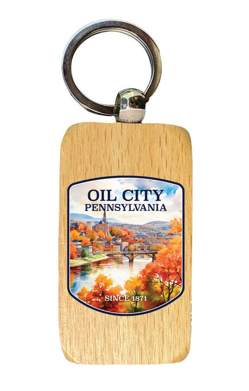 Oil City Pennsylvania Souvenir 2.5x1-Inch Souvenir Wooden Keychain