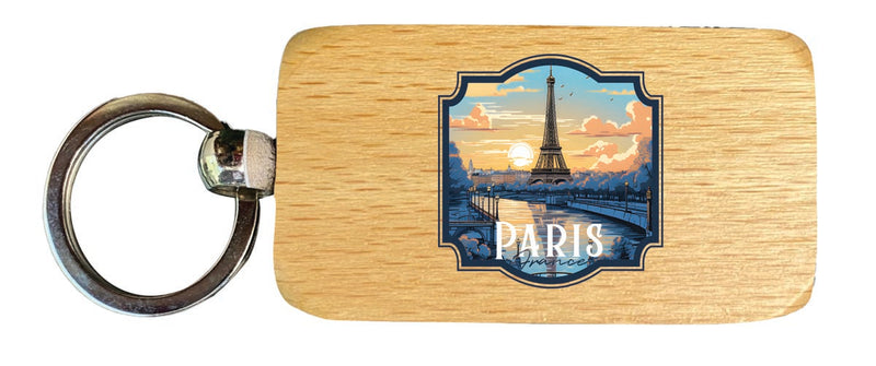Paris France Souvenir 2.5x1-Inch Souvenir Wooden Keychain