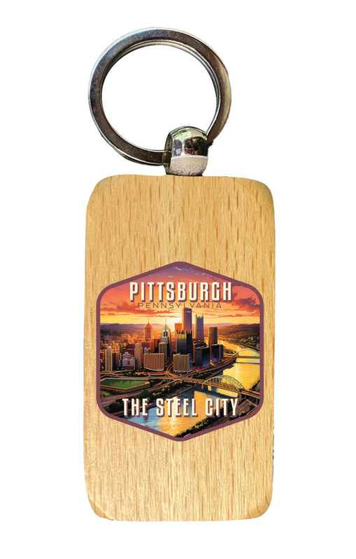 Pittsburgh Pennsylvania Souvenir 2.5x1-Inch Souvenir Wooden Keychain
