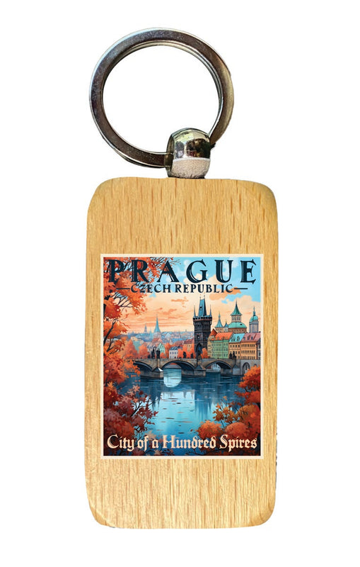 Prague Czech Republic Souvenir 2.5x1-Inch Souvenir Wooden Keychain