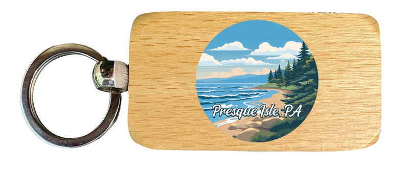 Presque Isle Pennsylvania Souvenir 2.5x1-Inch Souvenir Wooden Keychain