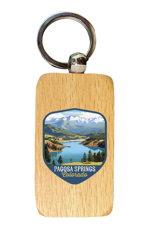 Pagosa Springs Colorado Design B Souvenir 2.5x1-Inch Souvenir Wooden Keychain 2-Pack