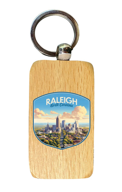 Raleigh North Carolina Souvenir 2.5x1-Inch Souvenir Wooden Keychain