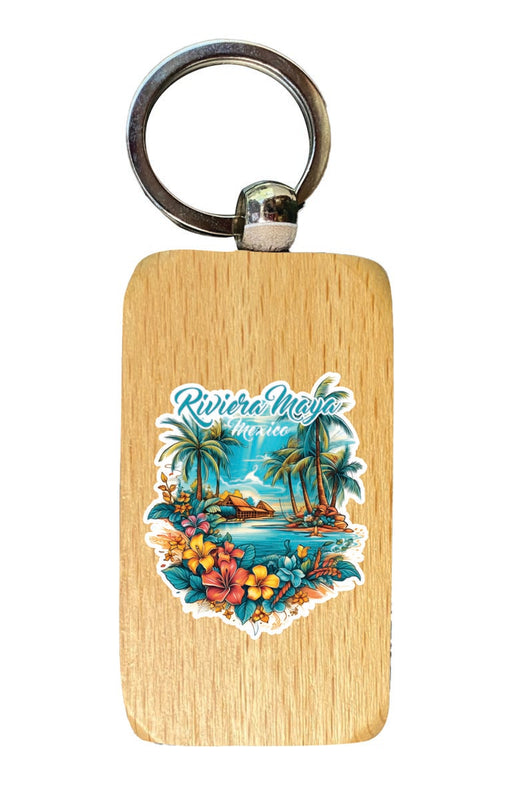 Riviera Maya Mexico Souvenir 2.5x1-Inch Souvenir Wooden Keychain