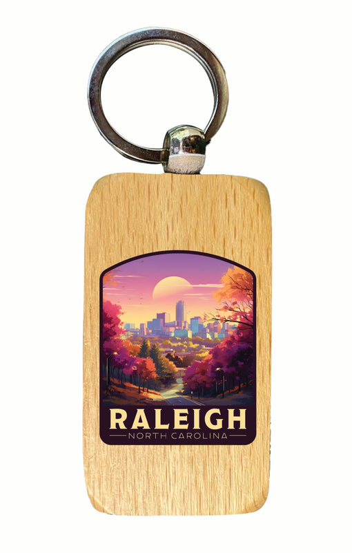 Raleigh North Carolina City of Oaks Design Souvenir 2.5x1-Inch Souvenir Wooden Keychain Single