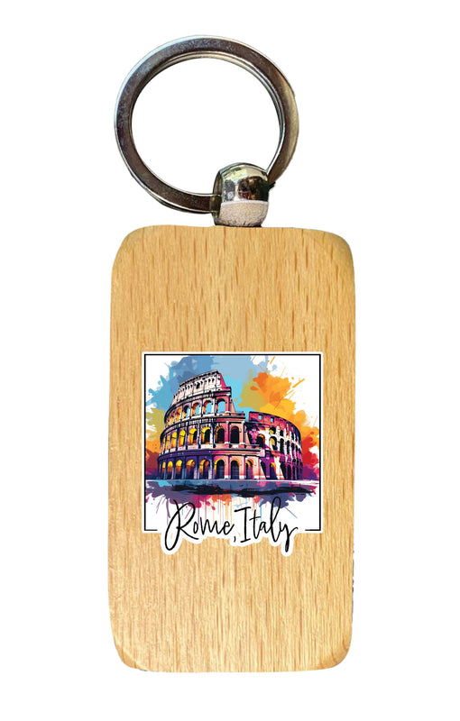 Rome Italy Design A Souvenir 2.5x1-Inch Souvenir Wooden Keychain Single
