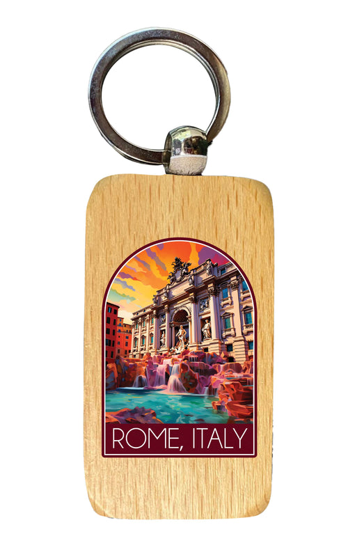 Rome Italy Design B Souvenir 2.5x1-Inch Souvenir Wooden Keychain Single
