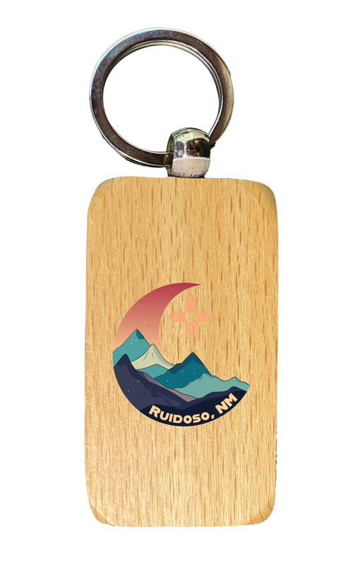Ruidoso New Mexico Design C Souvenir 2.5x1-Inch Souvenir Wooden Keychain 4-Pack
