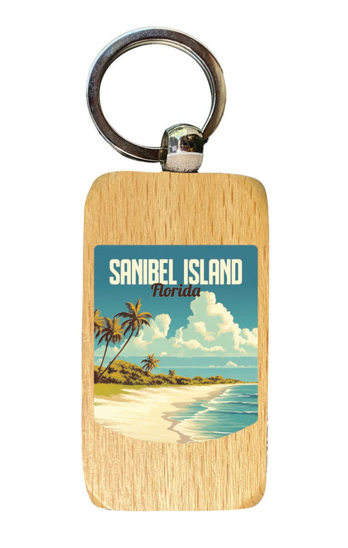 Sanibel Island Florida Souvenir 2.5x1-Inch Souvenir Wooden Keychain