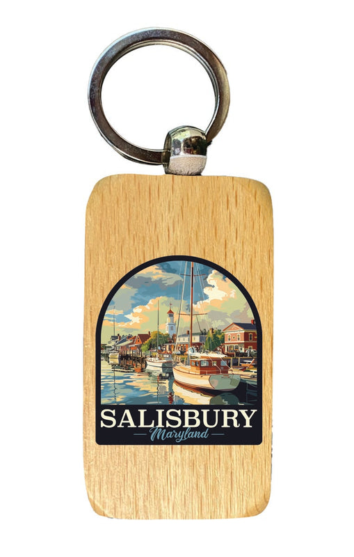 Salisbury Maryland Souvenir 2.5x1-Inch Souvenir Wooden Keychain