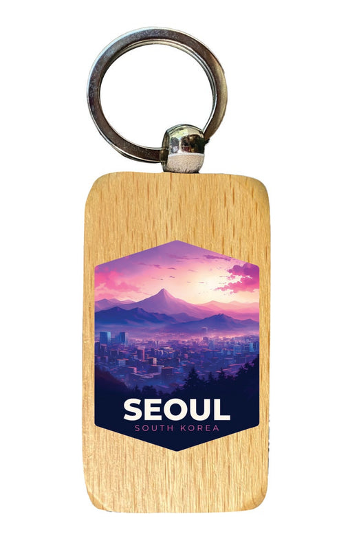 Seoul South Korea Souvenir 2.5x1-Inch Souvenir Wooden Keychain