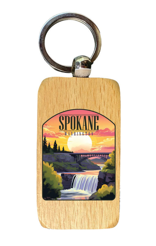 Spokane Washington Souvenir 2.5x1-Inch Souvenir Wooden Keychain