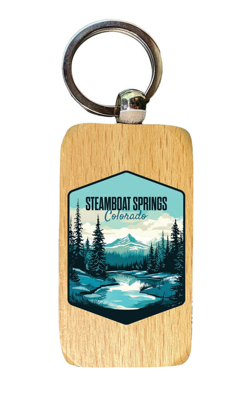 Steamboat Springs Colorado Souvenir 2.5x1-Inch Souvenir Wooden Keychain