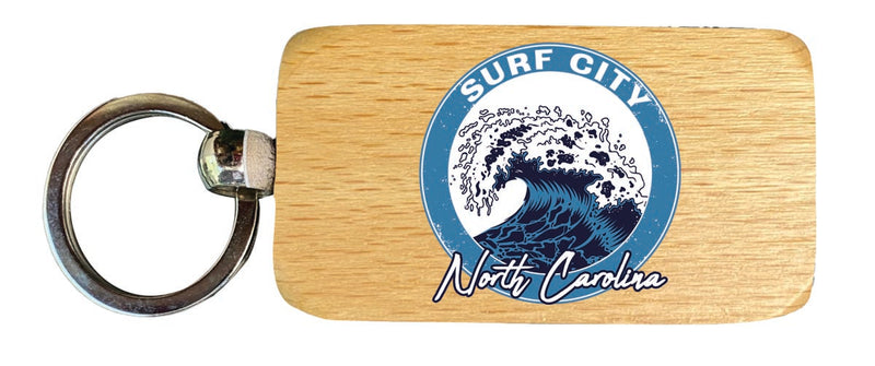 Surf City North Carolina Souvenir 2.5x1-Inch Souvenir Wooden Keychain