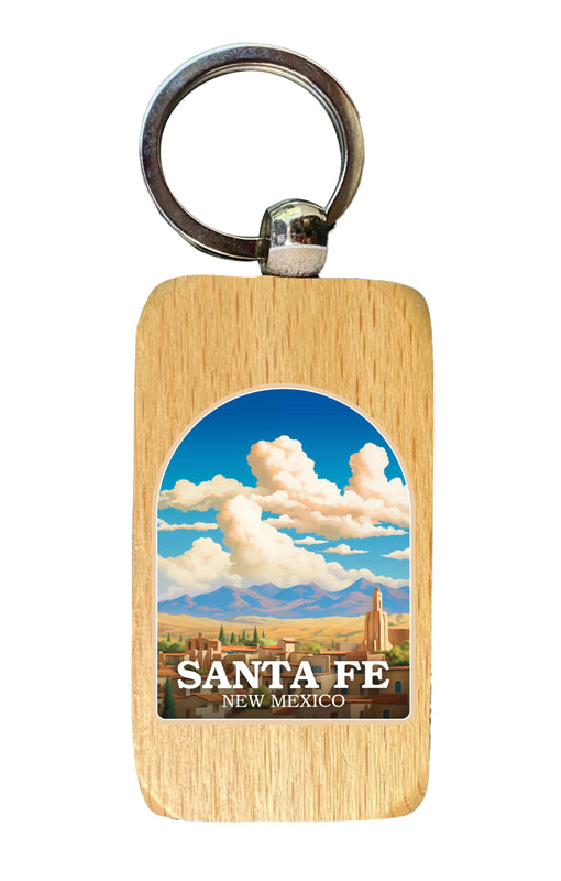 Santa Fe New Mexico Design A Souvenir 2.5x1-Inch Souvenir Wooden Keychain Single