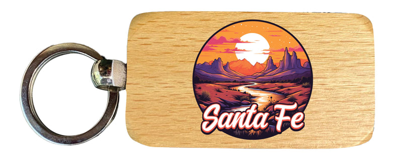 Santa Fe New Mexico Design B Souvenir 2.5x1-Inch Souvenir Wooden Keychain Single