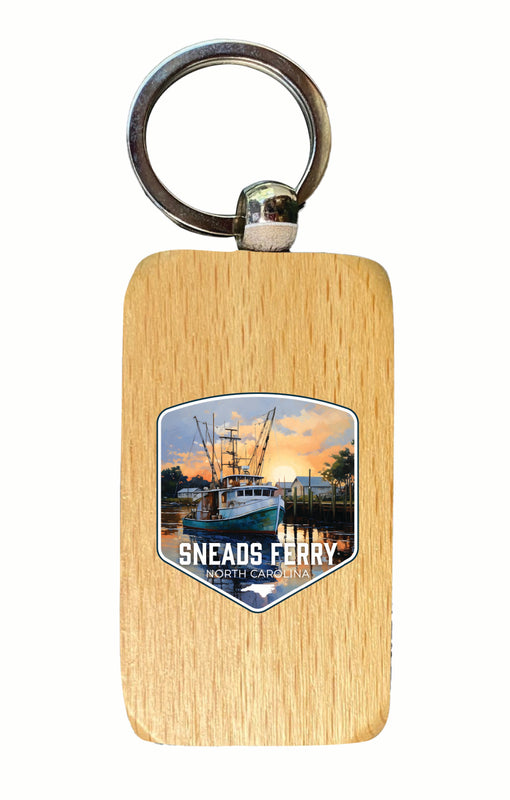 Sneads Ferry North Carolina Shrimp Boat Design Souvenir 2.5x1-Inch Souvenir Wooden Keychain Single