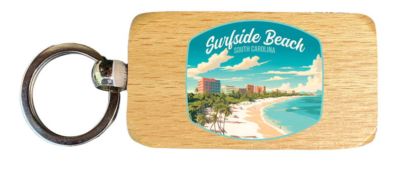 Surfside Beach South Carolina Design B Souvenir 2.5x1-Inch Souvenir Wooden Keychain 2-Pack