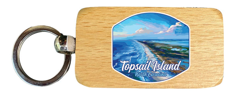 Topsail Island North Carolina Souvenir 2.5x1-Inch Souvenir Wooden Keychain
