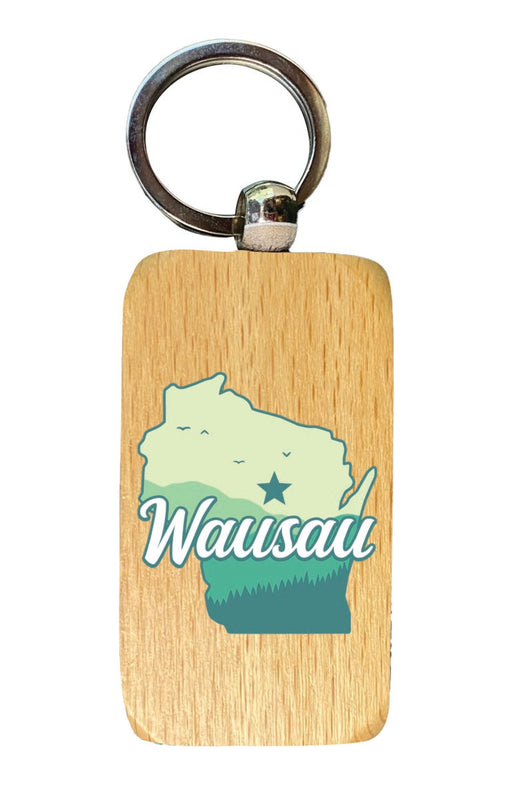 Wausau Wisconsin Souvenir 2.5x1-Inch Souvenir Wooden Keychain