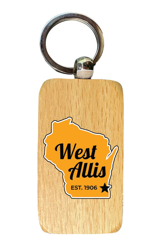 West Allis Wisconsin Souvenir 2.5x1-Inch Souvenir Wooden Keychain