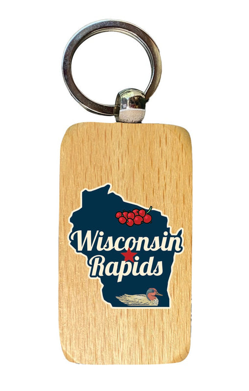 Wisconsin Rapids Souvenir 2.5x1-Inch Souvenir Wooden Keychain