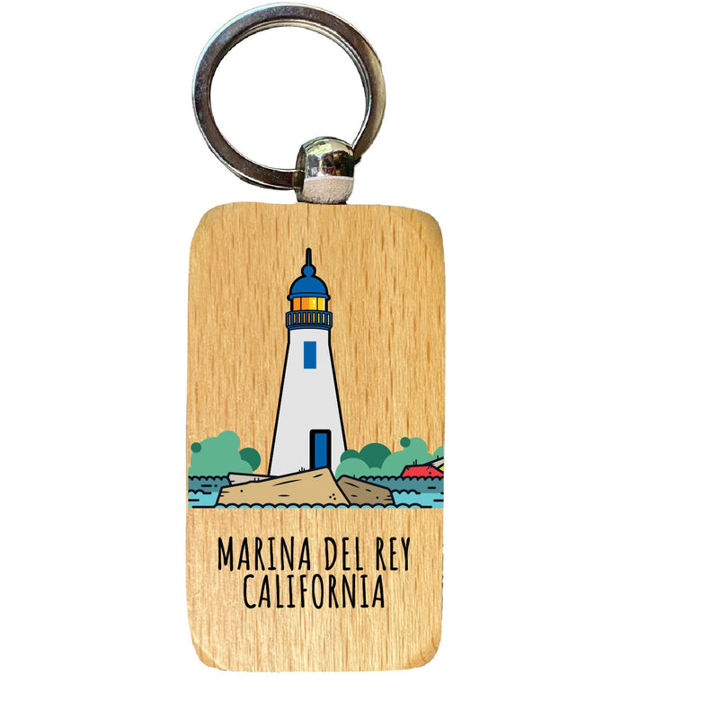 Marina Del Rey California 12 pack Souvenir 2.5x1-Inch Souvenir Wooden Keychain