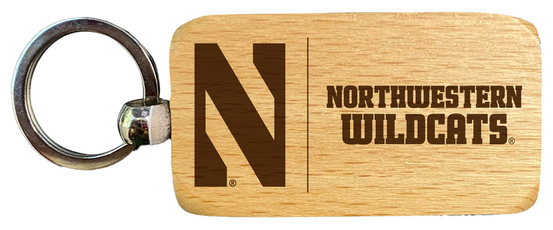 Northwestern University Wildcats 2.5"x 1" Engraved Wooden Keychain Officially Licensed Collegiate Product Single Unit