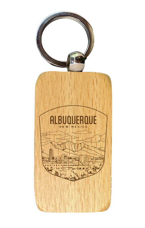 Albuquerque New Mexico Souvenir 2.5x1-Inch Souvenir Engraved Wooden Keychain 4-Pack