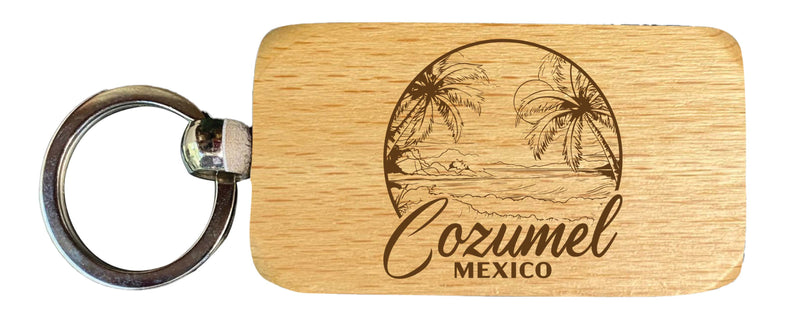 Cozumel Mexico Souvenir 2.5x1-Inch Souvenir Engraved Wooden Keychain Single Unit