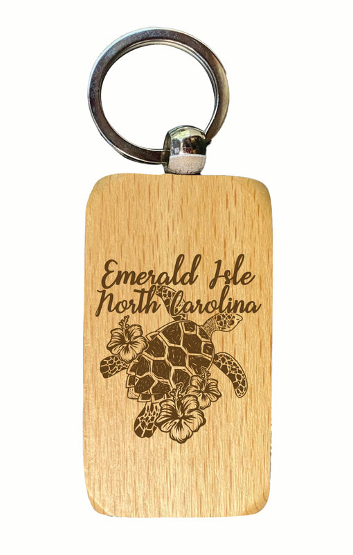 Emerald Isle North Carolina Souvenir 2.5x1-Inch Souvenir Engraved Wooden Keychain Single Unit