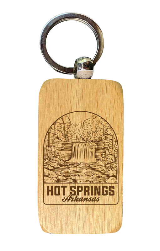 Hot Springs Arkansas Souvenir 2.5x1-Inch Souvenir Engraved Wooden Keychain 4-Pack