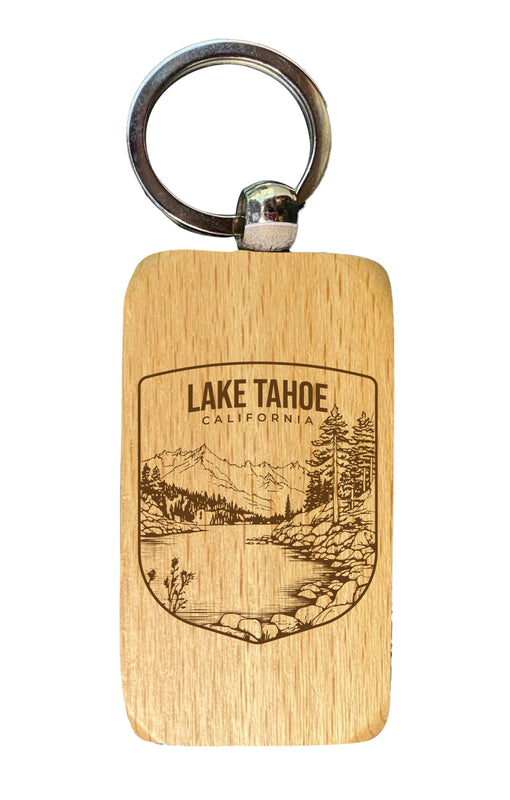 Lake Tahoe Califonia Souvenir 2.5x1-Inch Souvenir Engraved Wooden Keychain 2-Pack