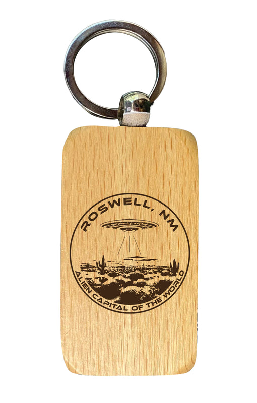 Roswell New Mexico Souvenir 2.5x1-Inch Souvenir Engraved Wooden Keychain Single Unit