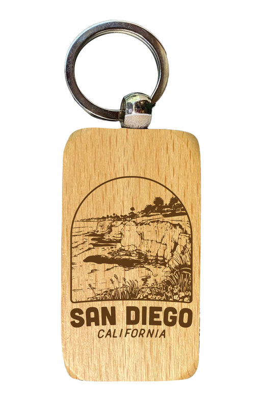 San Diego California Souvenir 2.5x1-Inch Souvenir Engraved Wooden Keychain Single Unit